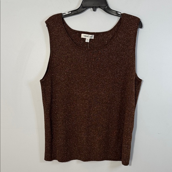 Coldwater Creek Tank Brown Metallic Silk Blend Knit Tank in Size 3X NWT - Picture 3 of 9